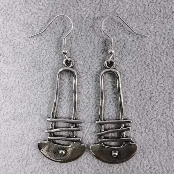 925 Sterling Silver Plated Boho Geometric Drop Earrings - Picture 3 of 4